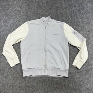 Outdoor Voices Varsity Jacket Womens M Gray Colorblock Full Zip Pickup Bomber